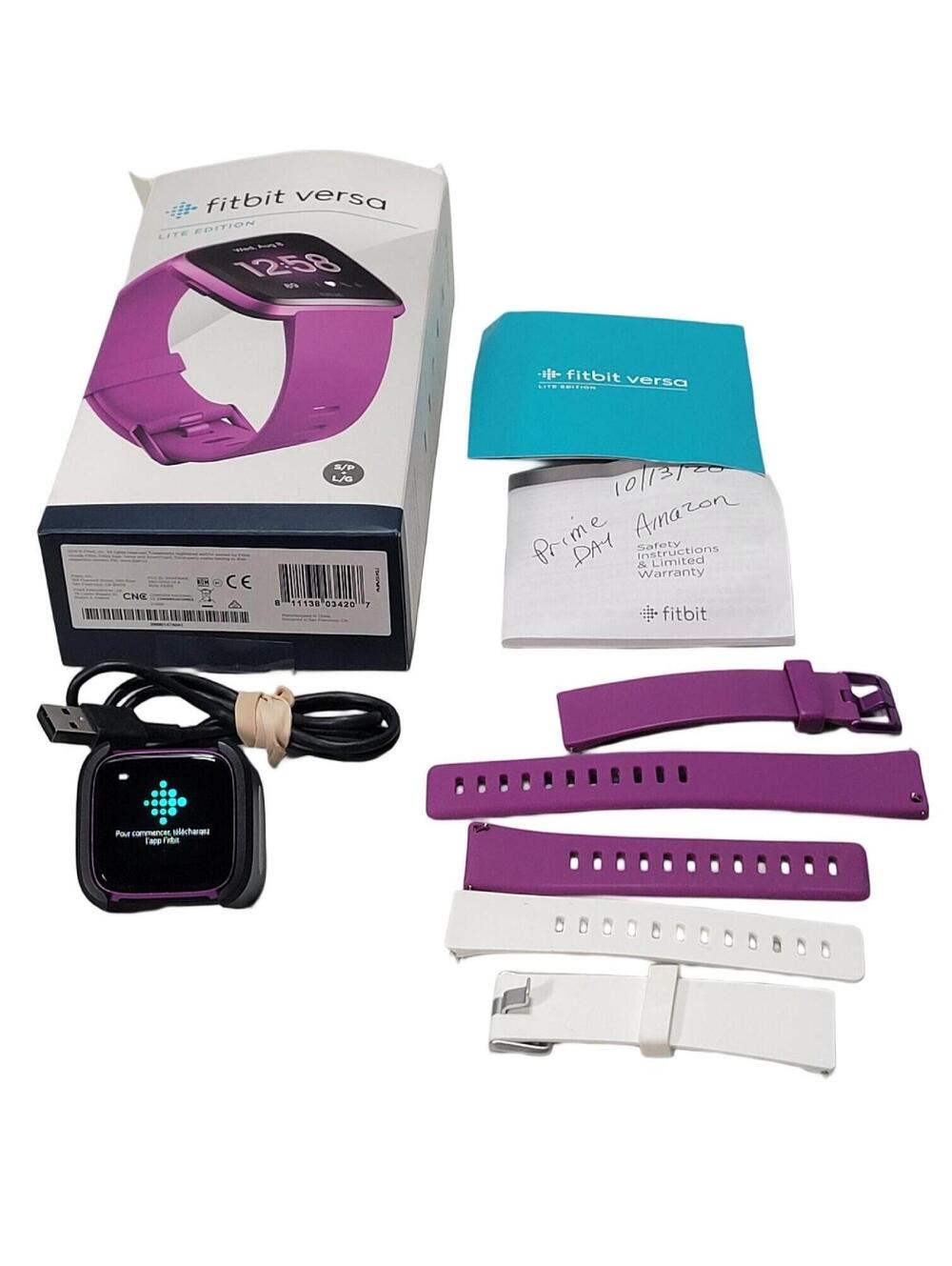 Fitbit Versa Lite Edition Fitness Smartwatch Activity Tracker W/ 3 Straps